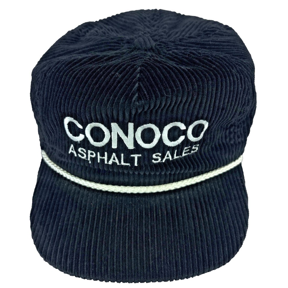 Vintage Conoco Asphalt Sales Corduroy Rope Hat Strapback One Size